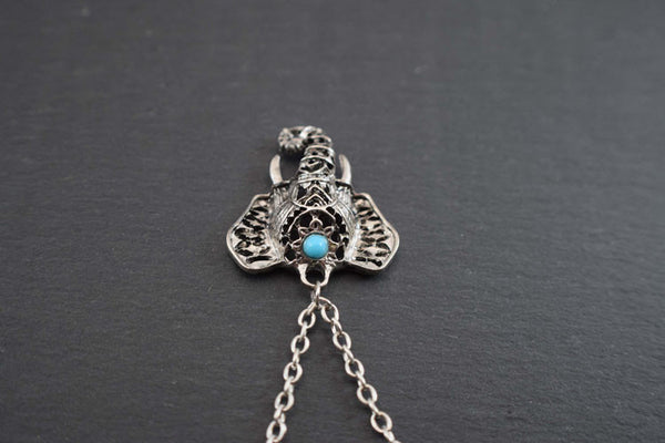 Tibetan Elephant Necklace with Turquoise Accent