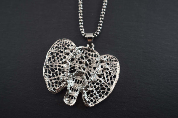 Platinum & Rhinestone Elephant Necklace