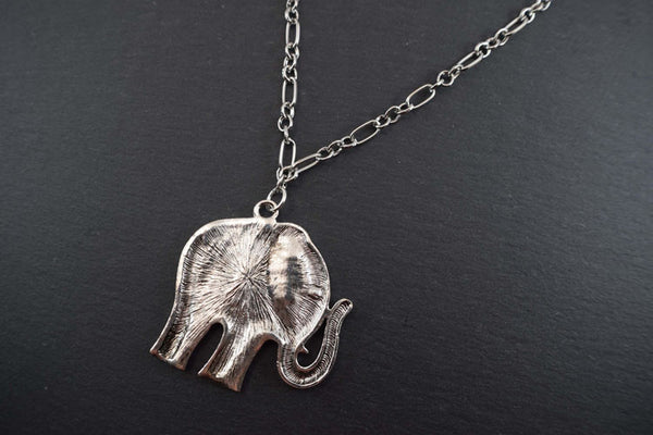 Simply Silver Elephant Necklace with Figaro Chain