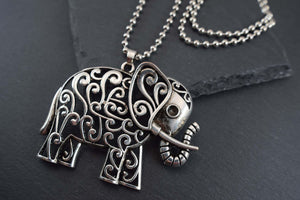 Silver Swirls Elephant Necklace