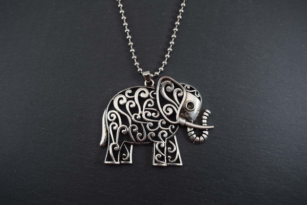 Silver Swirls Elephant Necklace