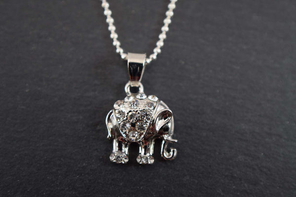 Dainty Rhinestone Elephant Necklace