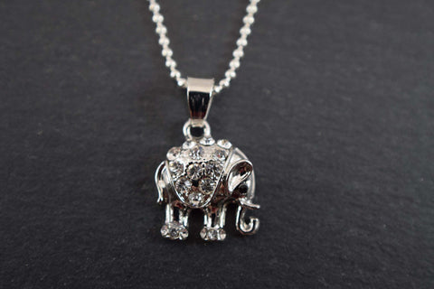 Dainty Rhinestone Elephant Necklace