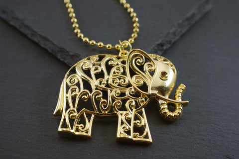 Gold Swirls Elephant Necklace