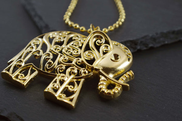 Gold Swirls Elephant Necklace