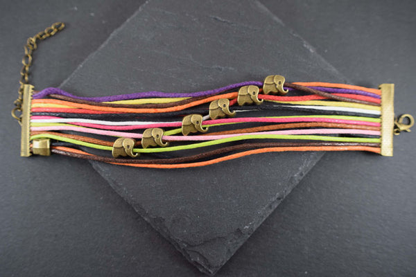 Rainbow Ropes Elephant Bracelet