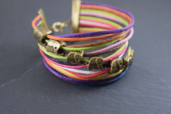 Rainbow Ropes Elephant Bracelet