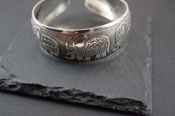 Silver Elephant Cuff Bracelet