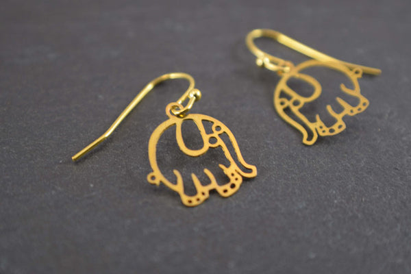 Lacey Gold Elephant Earrings