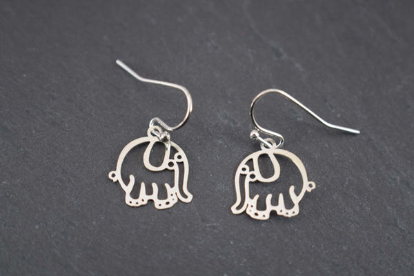 Lacey Silver Elephant Earrings