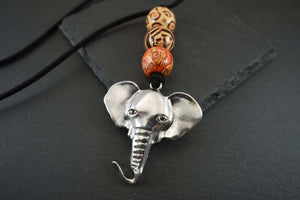 Silver African Elephant Necklace