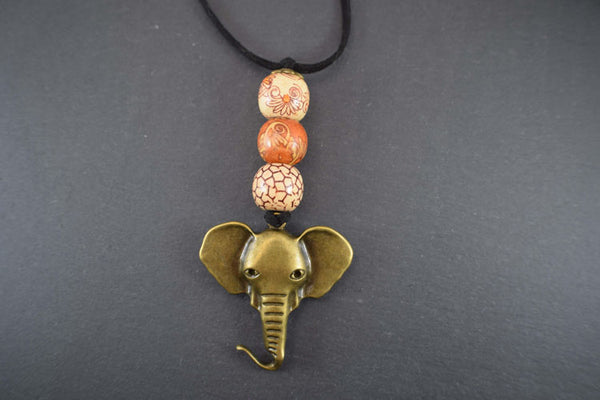 Bronze African Elephant Necklace