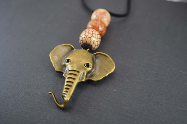 Bronze African Elephant Necklace