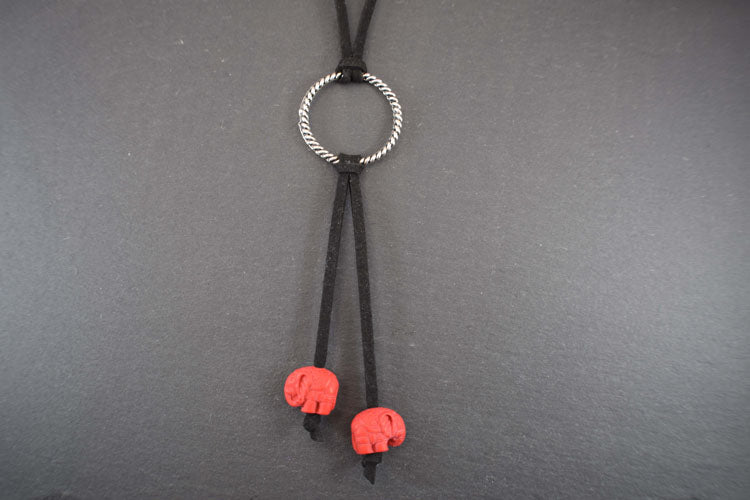 Itty-Bitty Red Elephants Necklace